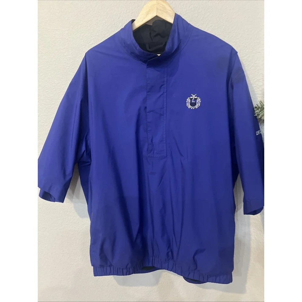 Dryjoys By Footjoy Pullover Jacket Saiae BLUE Rainproof short sleeve Men's LARGE